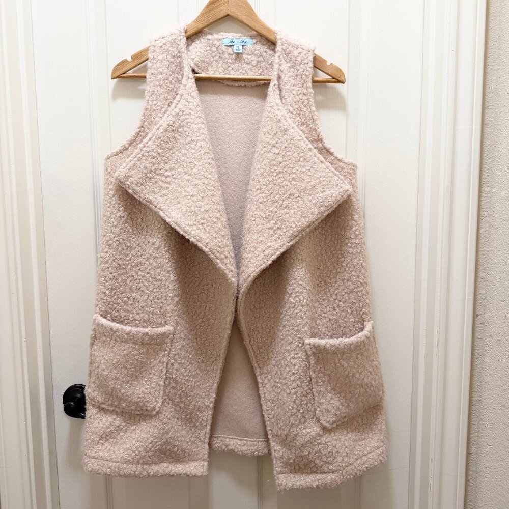 She And Sky Women's Sherpa Vest Size Small Dusty Pink Cottagecore Femenine Warm